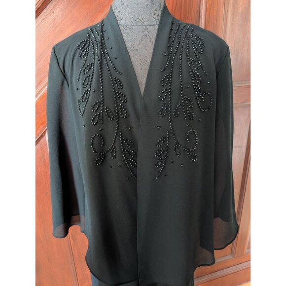 R&M Richards Black Beaded Formal Dress Jacket 14P  Womens Elegant Evening Wear - Picture 3 of 7